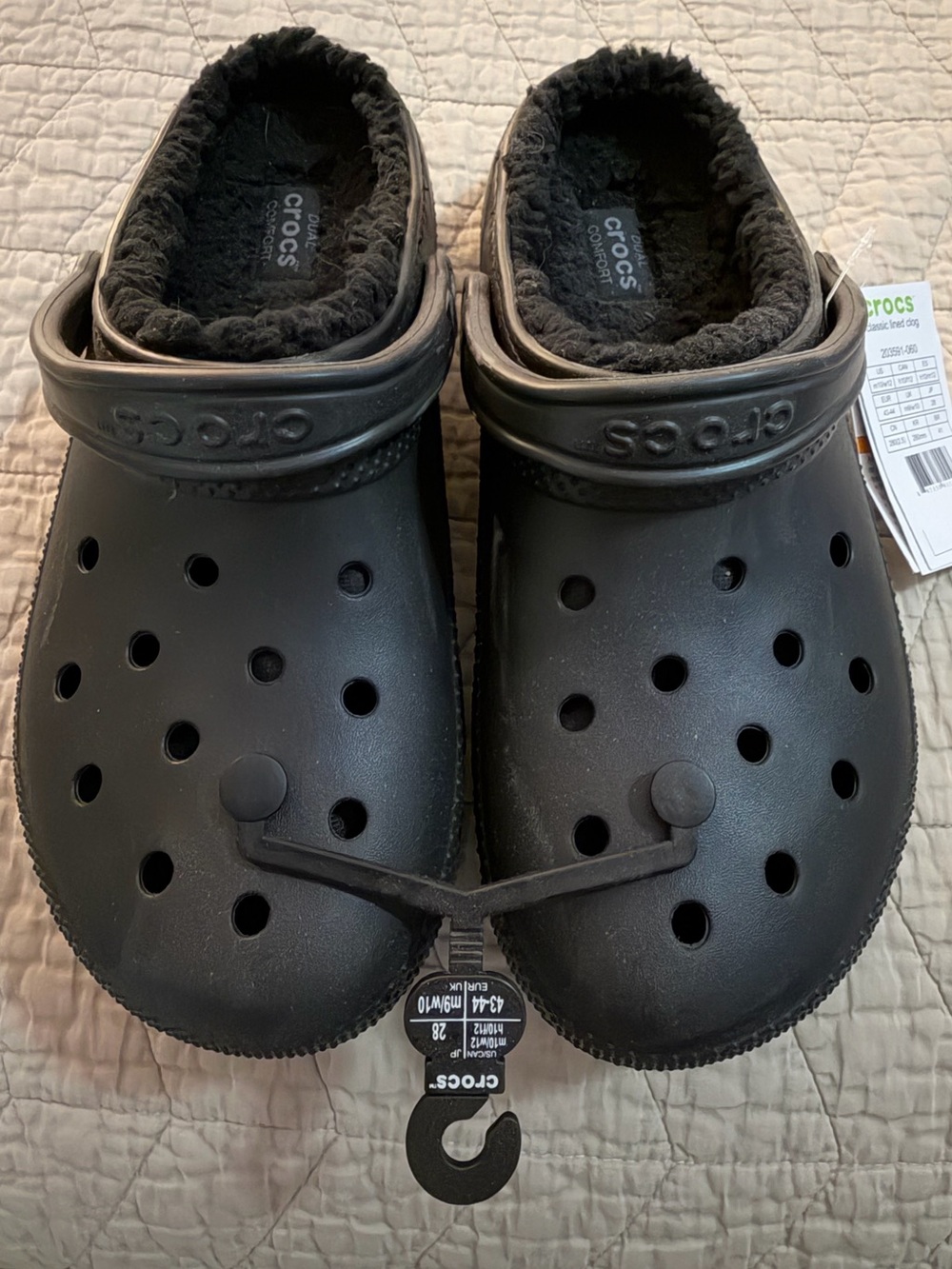 NWT Crocs Womens Sz 10 Classic Lined Clog - Black